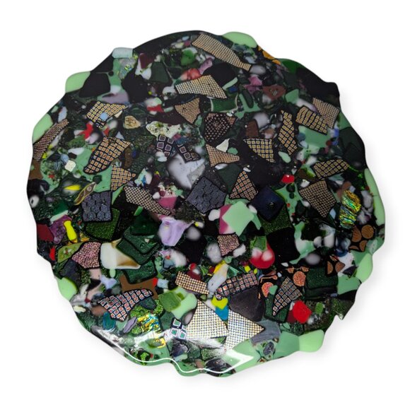 Stained Glass Mosaic Multicolored Disc Stepping Stone Table Decor 13.5" - Picture 1 of 13